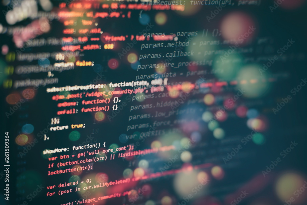 Web programming functions on laptop on laptop. IT business. Python code ...