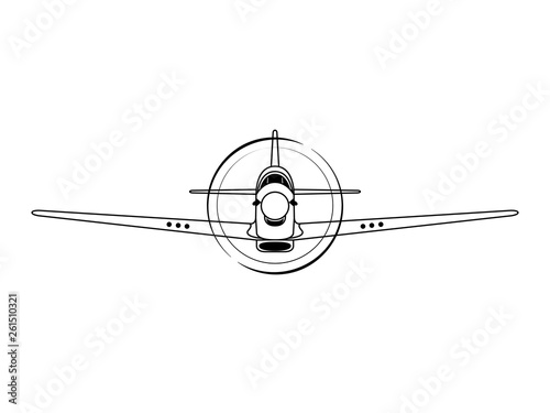 Fighter airplane front view vector illustration