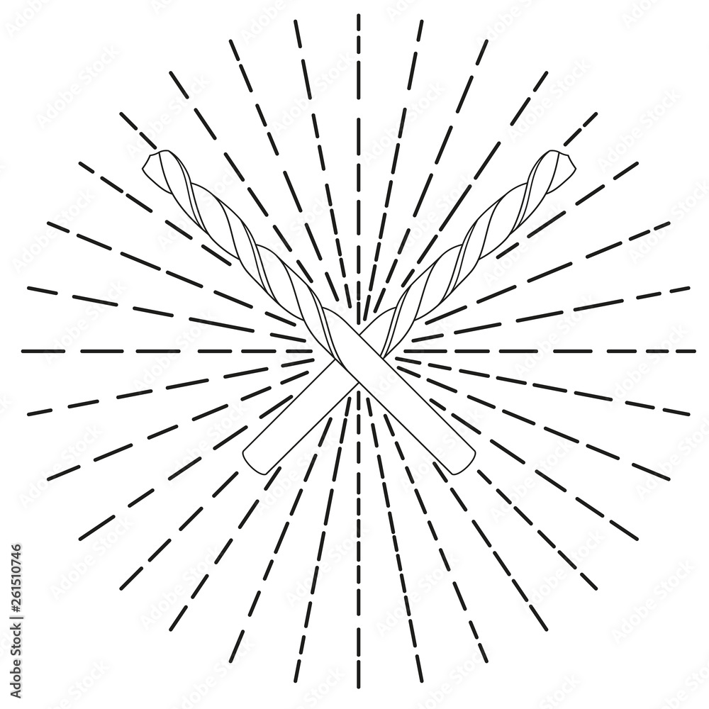 Obraz premium Crossed drill bit sign. Vector illustration.