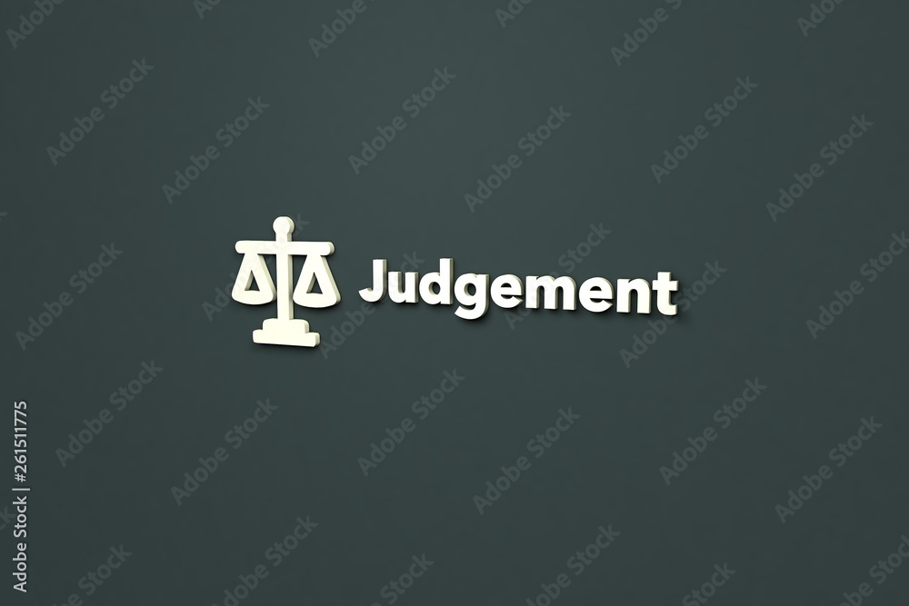 Illustration of Judgement with light text on grey background Illustration of Judgement with light text on grey background