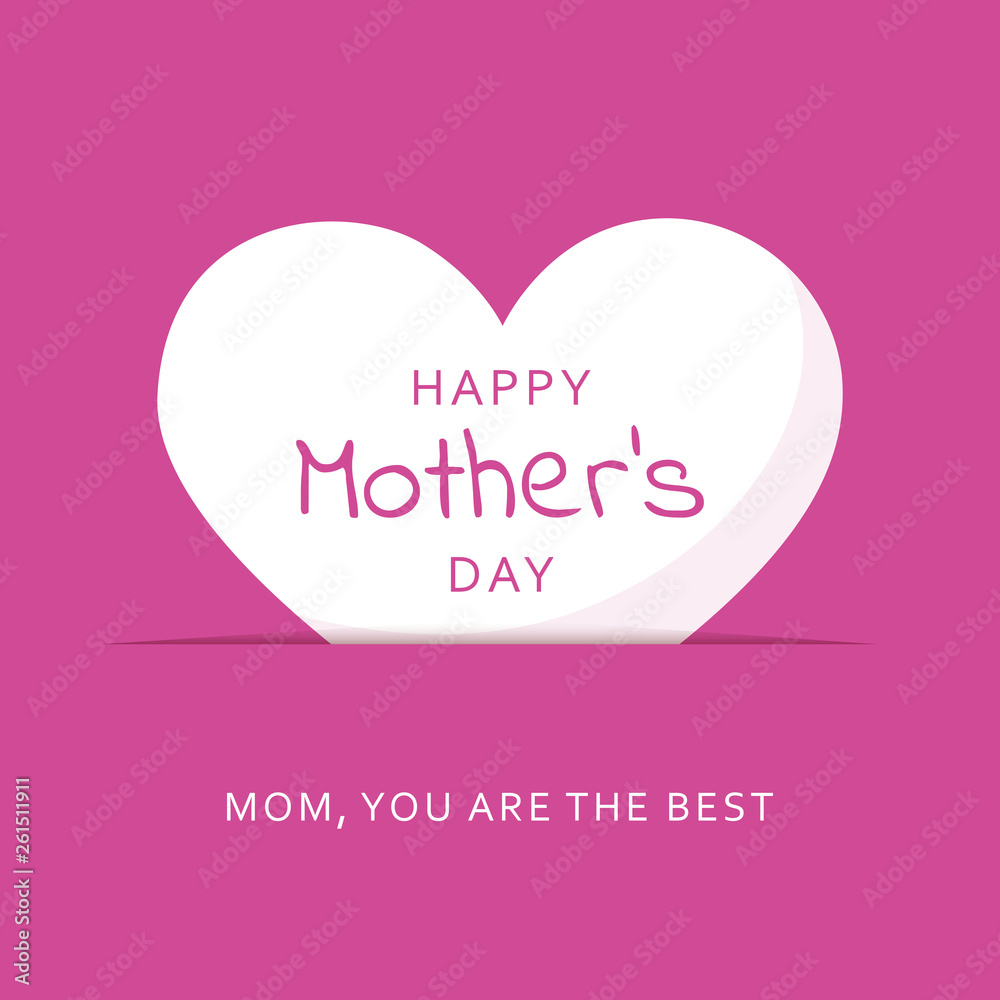 paper heart pink greeting card for mothers day vector illustration EPS10