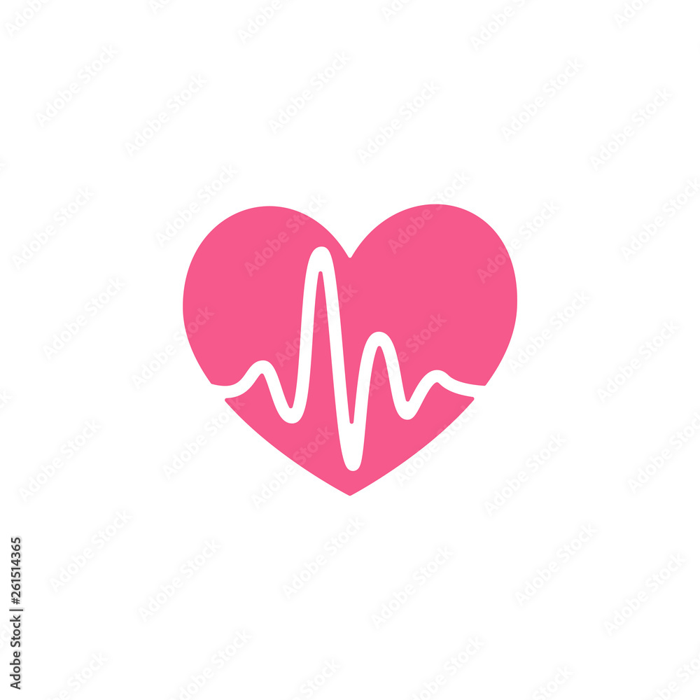Vector flat style icon - heart with pulse rate - for sport team, runner club, triathlon marathon for logo, icon, poster, banner, sport event promo, competition art, healthcare program, healthy life Vector flat style icon - heart with pulse rate - for sport team, runner club, triathlon marathon for logo, icon, poster, banner, sport event promo, competition art, healthcare program, healthy life