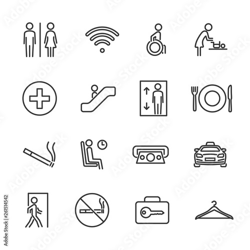 Vector set of public navigation line icons.