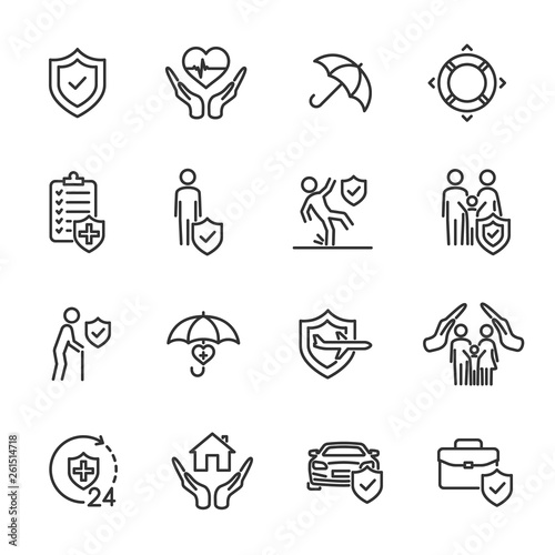 Vector set of insurance line icons.