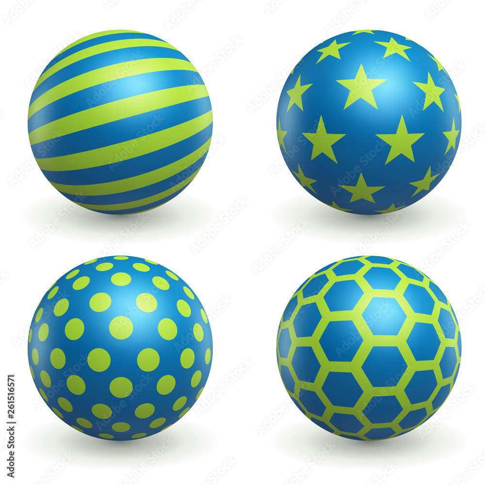Green and Blue Textured 3D Spheres