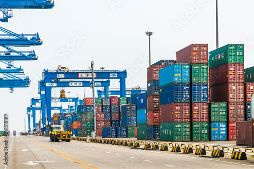 Tianjin China - on Jul 04, 2016:Scene of Tianjin port container freight terminal