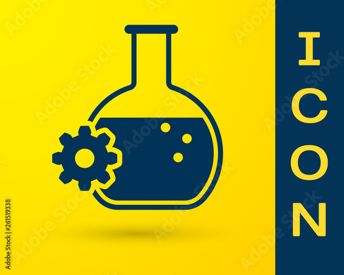 Blue Bioengineering icon isolated on yellow background. Element of genetics and bioengineering icon. Biology, molecule, chemical icon. Vector Illustration