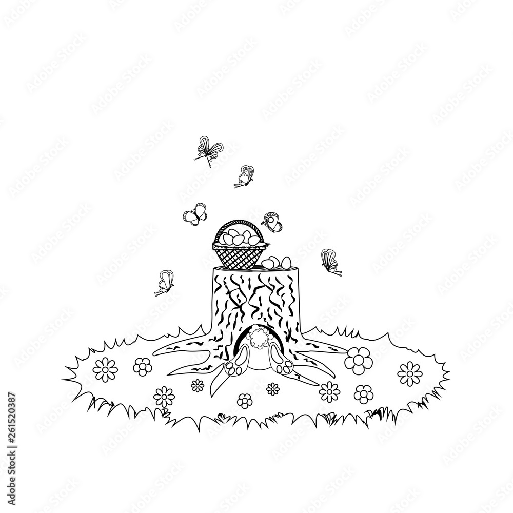 Obraz premium Easter Rabbit Eggs outline