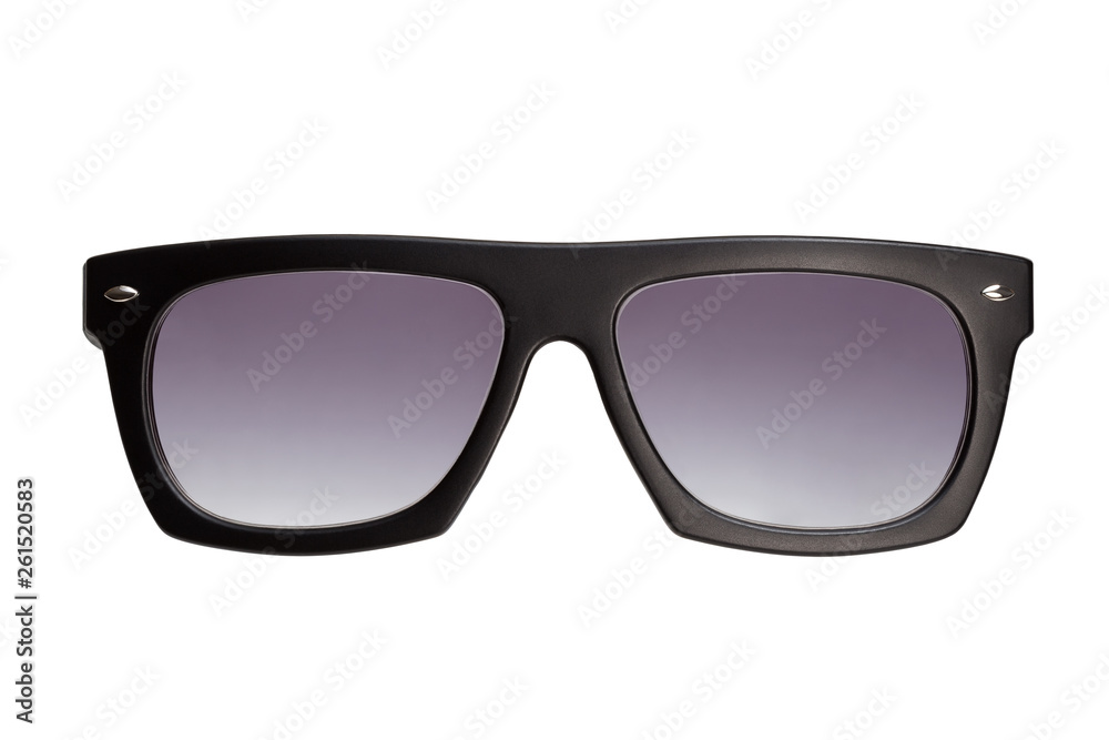 Stylish unisex sunglasses on a white background.	Front view.	