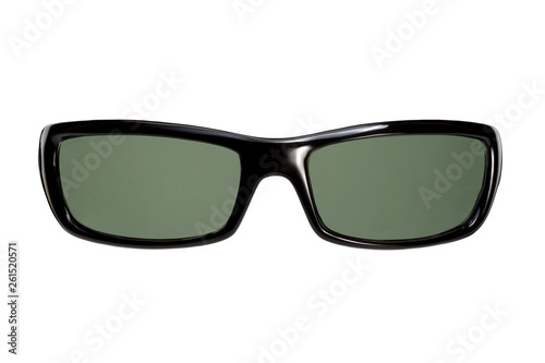 Stylish unisex sunglasses on a white background. Front view. 