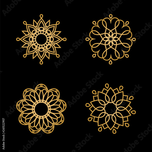 Vector round mandala logotype, ethnic ornament for spa, floral boutique