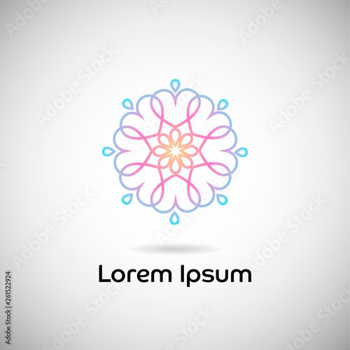 Vector round mandala logotype, ethnic ornament for spa, floral boutique