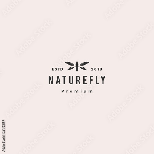 dragonfly leaf logo vector icon illustration