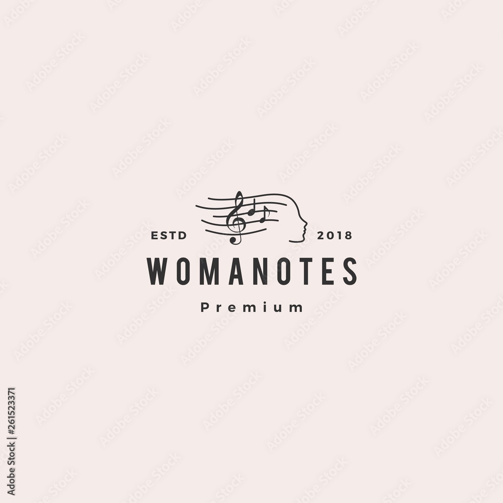 woman notes music logo vector icon illustration