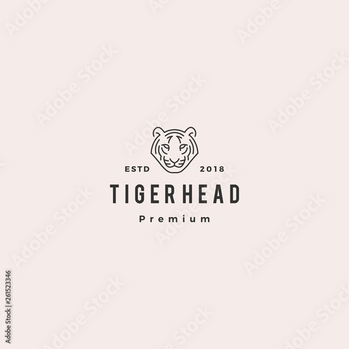 white tiger head logo vector icon illustration line outline monoline
