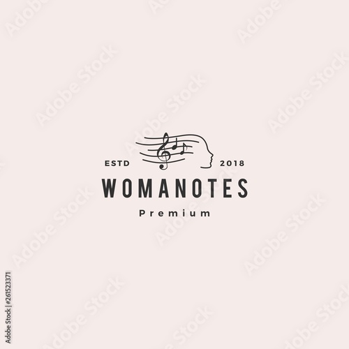 woman notes music logo vector icon illustration