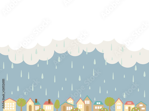 雨の街並み