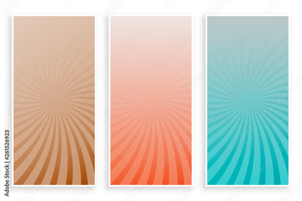 Obraz premium abstract colors rays sunburst banners set