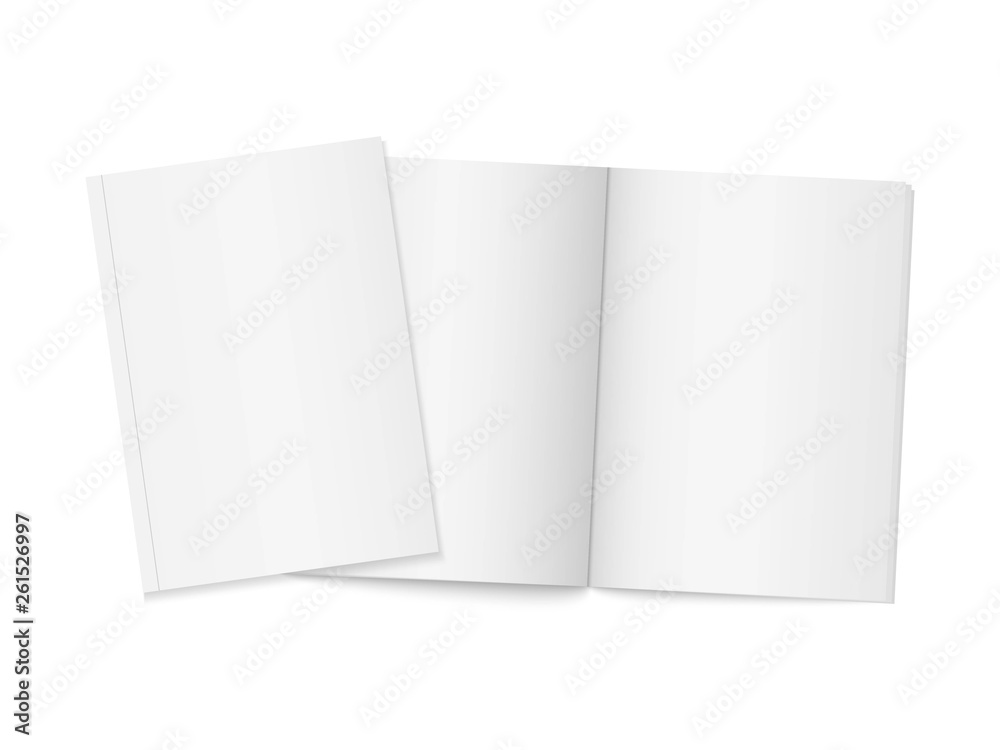 Two realistic blank books. Vertical brochure page, notebook, magazine, booklet, brochure, cover. Mock up template for your design. Blank paper for graphic, creative, business, education. Two realistic blank books. Vertical brochure page, notebook, magazine, booklet, brochure, cover. Mock up template for your design. Blank paper for graphic, creative, business, education.