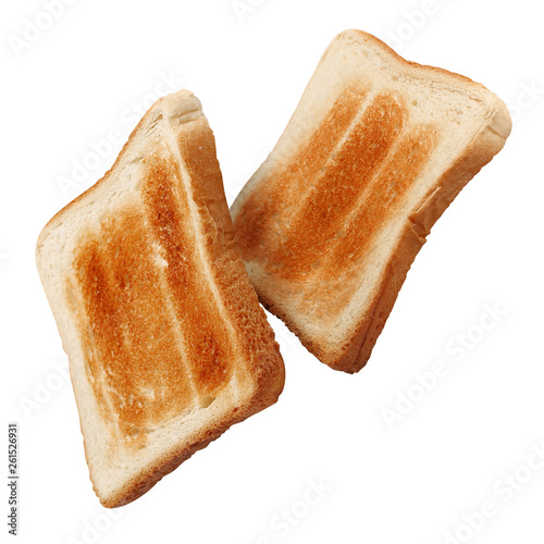 Fresh roasted toasts, isolated on white background