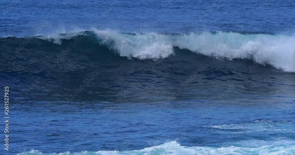 Waves in Atlantic Ocean, Porto Moniz, Madeira Island Portugal, Slow Motion 4K