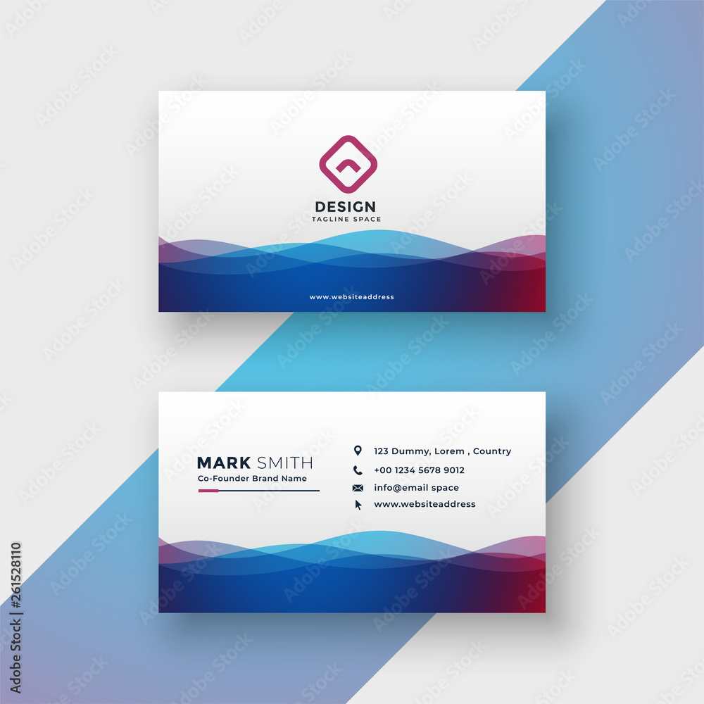 stylish vibrant wavy business card design