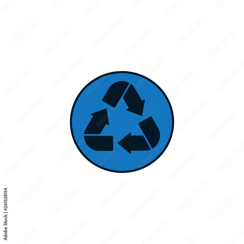 Blue recycle sign. Vector illustration Blue recycle sign. Vector illustration