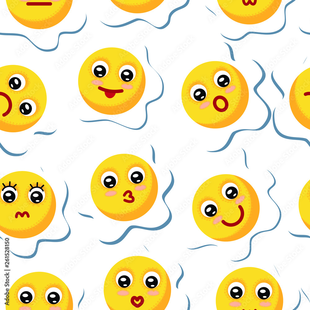 Emoticons. Abstract seamless pattern. Vector illustration.
