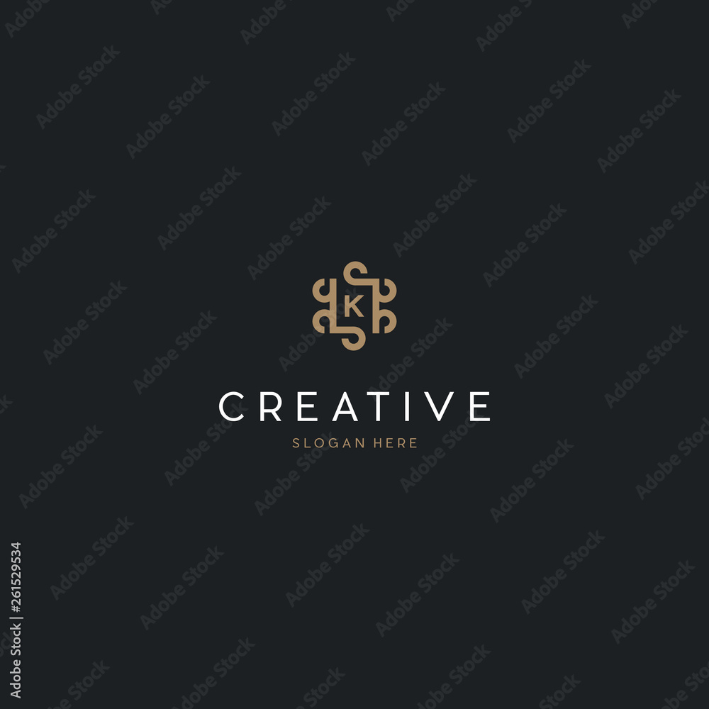Universal creative premium letter K initials ornate signature symbol. Graceful vector sign. Letter K Royal Luxury Logo Design
