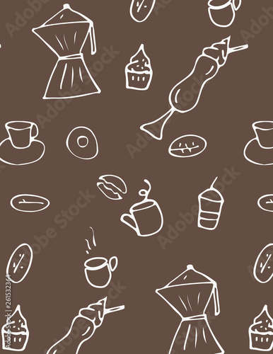 Coffee design background. Hand-drawn illustration © yaninaamira
