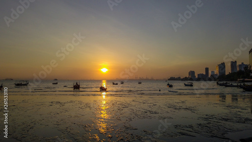 Beautiful sunrise near the beach in Penang Malaysia early in the morning