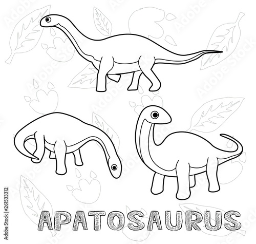 Dinosaur Apatosaurus Cartoon Vector Illustration Monochrome © bullet_chained