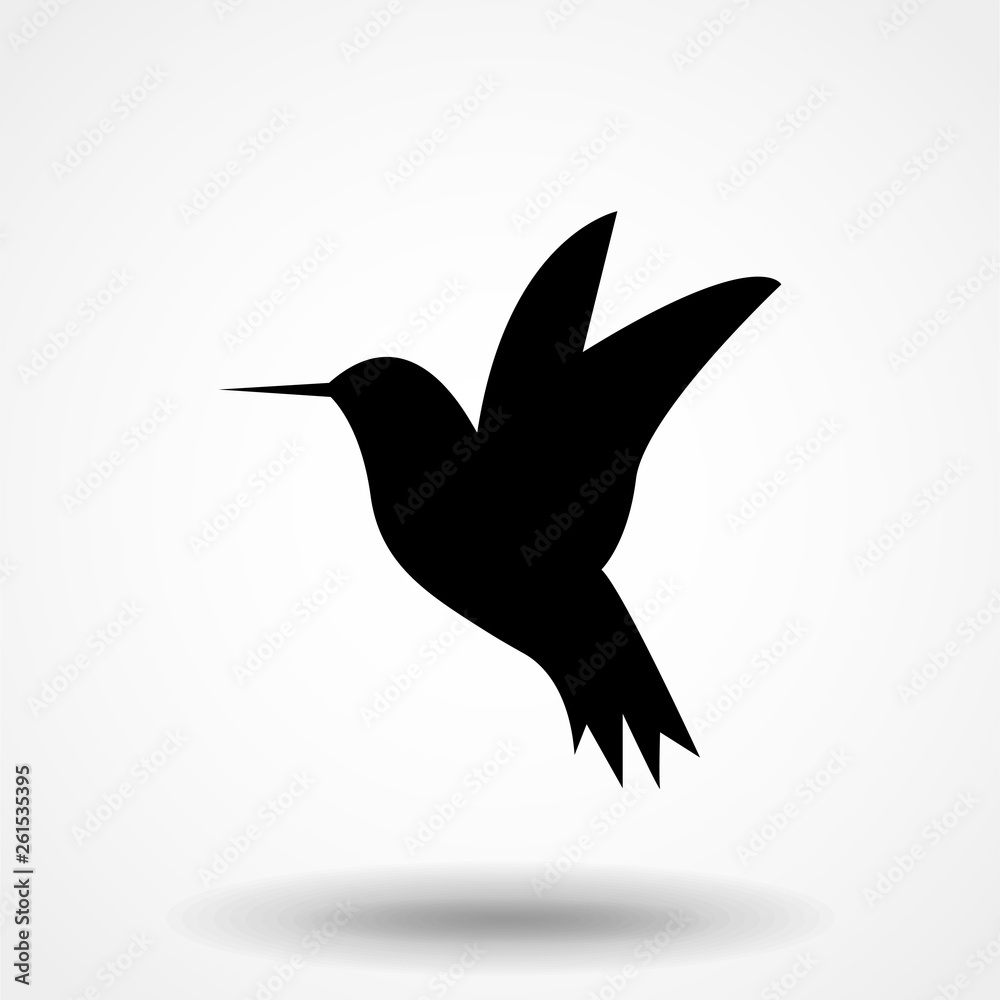 Obraz premium Hummingbird icon. Flat vector illustration in black on white background.
