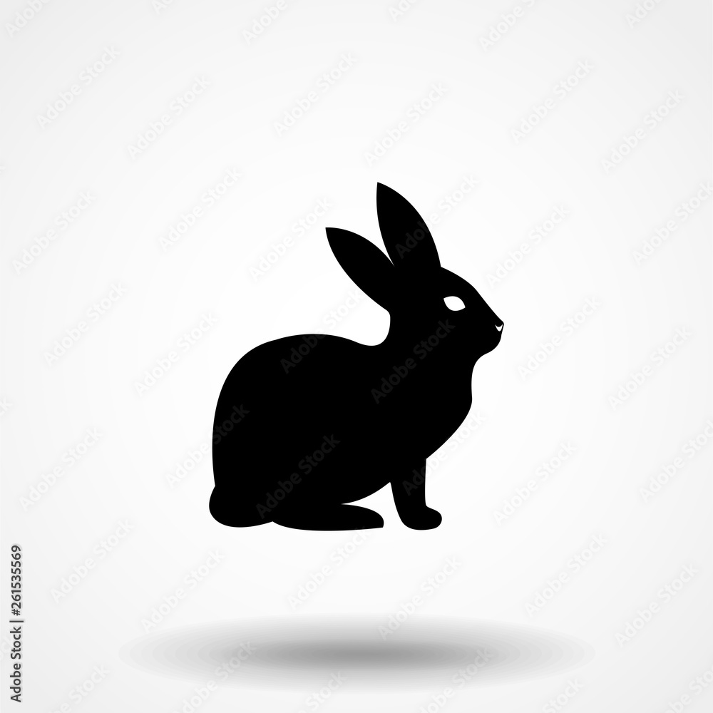 Fototapeta premium Easter Bunny icon. Rabbit silhouette isolated on white. Vector