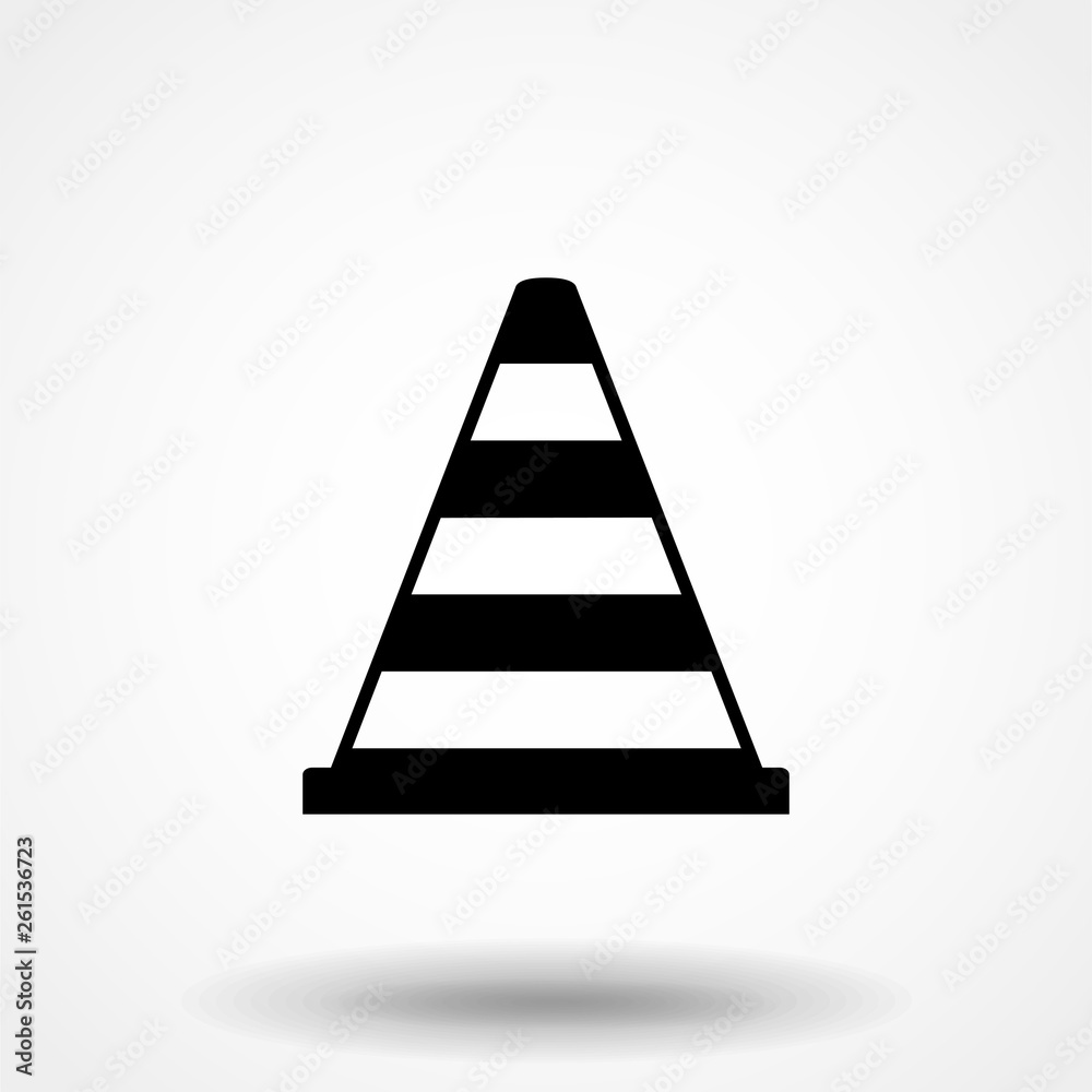 The traffic cone icon. Safety and attention, danger, warning symbol. Flat Vector illustration