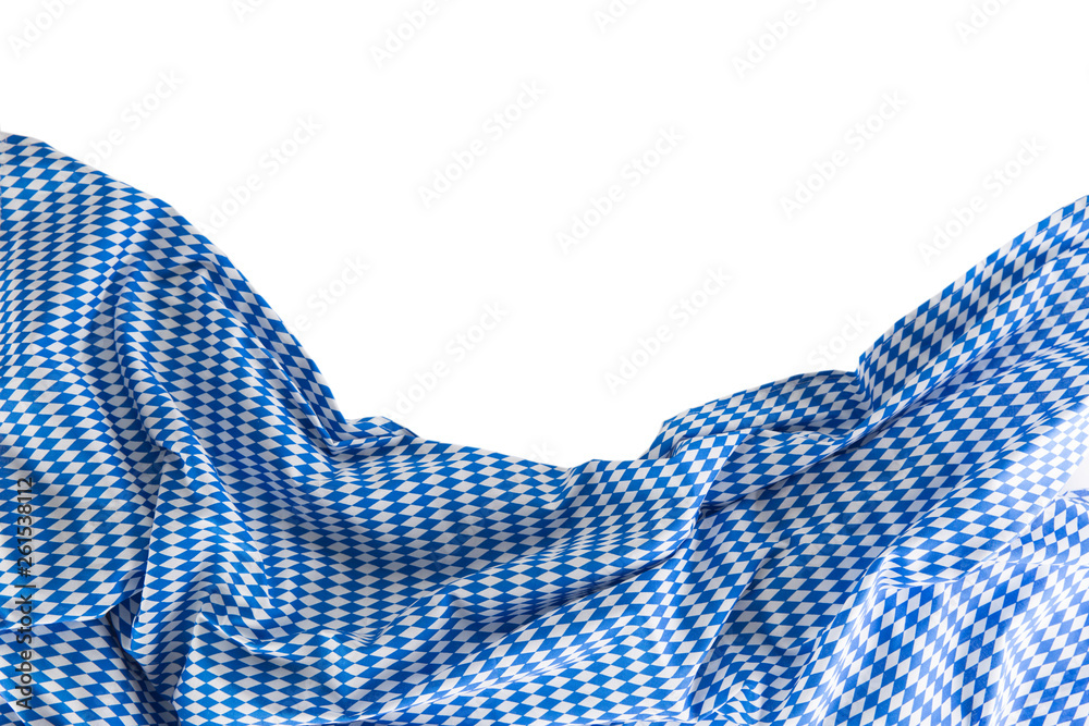 Bavarian tablecloth with oktoberfest motif isolated on white background Bavarian tablecloth with oktoberfest motif isolated on white background