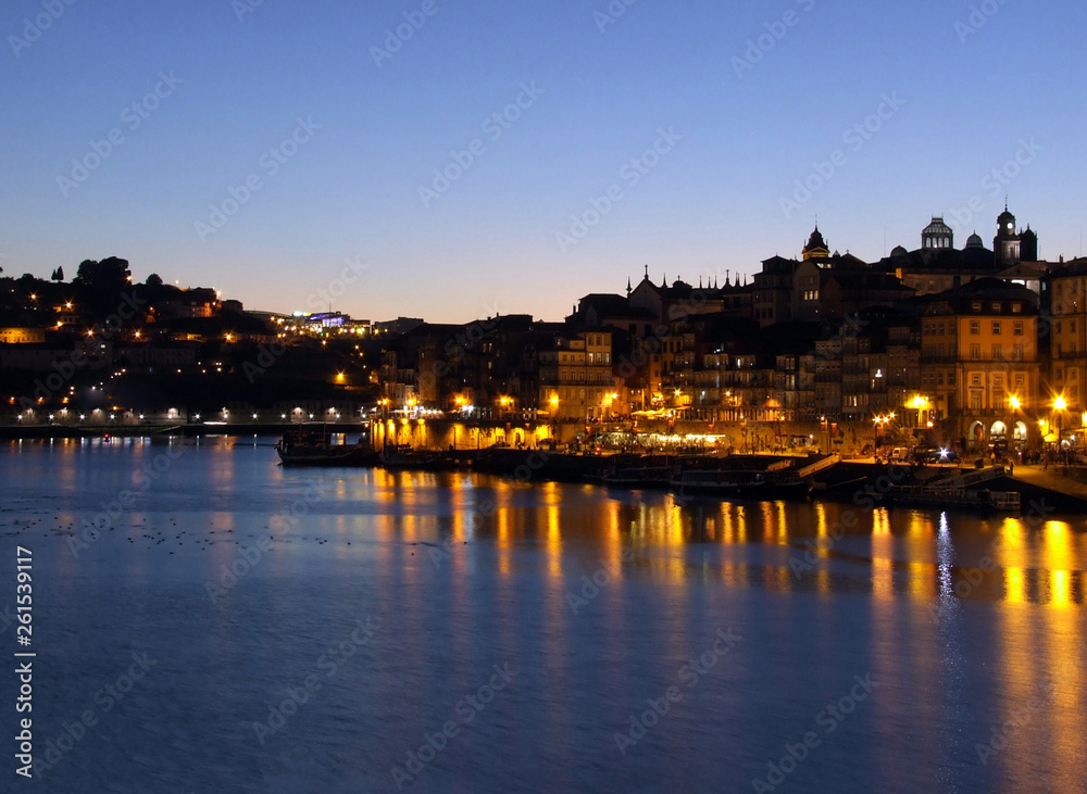 A view of Porto by night from Vila Nova De Gaia, Portugal