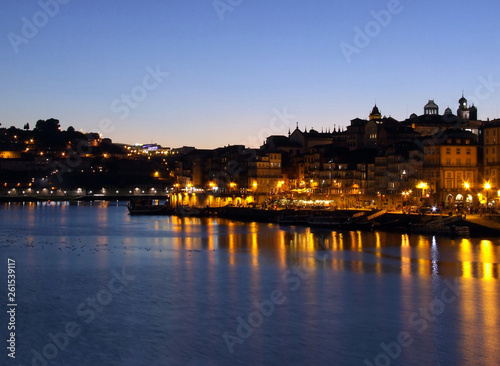 A view of Porto by night from Vila Nova De Gaia  Portugal