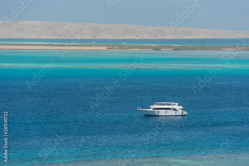 Tropical sea view panorama view with boat