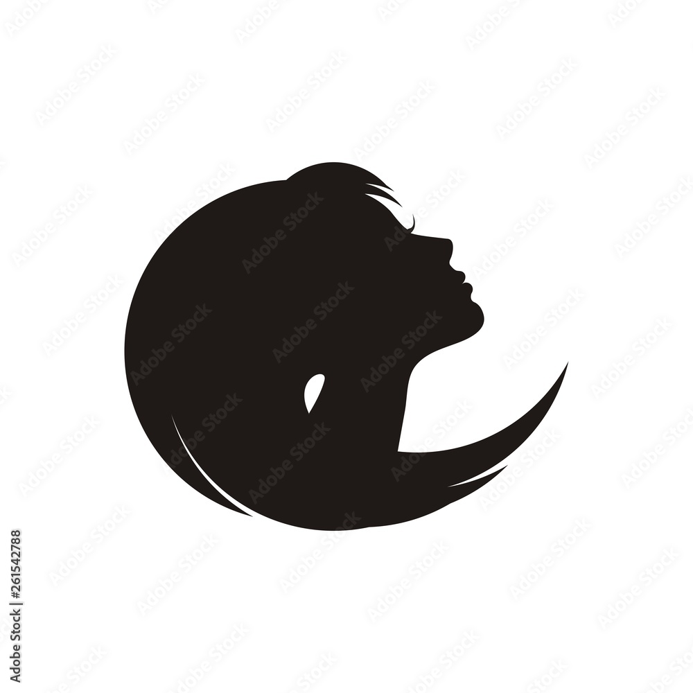Silhouette of a beautiful girl with hair