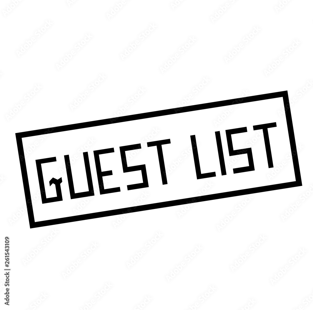 GUEST LIST stamp on white