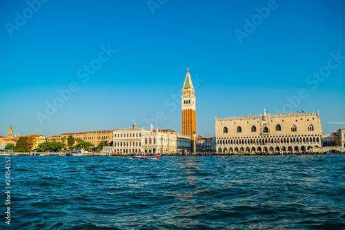 Doge's palace and Campanile on Piazza di San Marco in morning, Venice, Italy