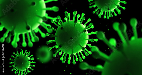 Virus And Bacteria. Viral Epidemic Disease. 3D Illustration Render.