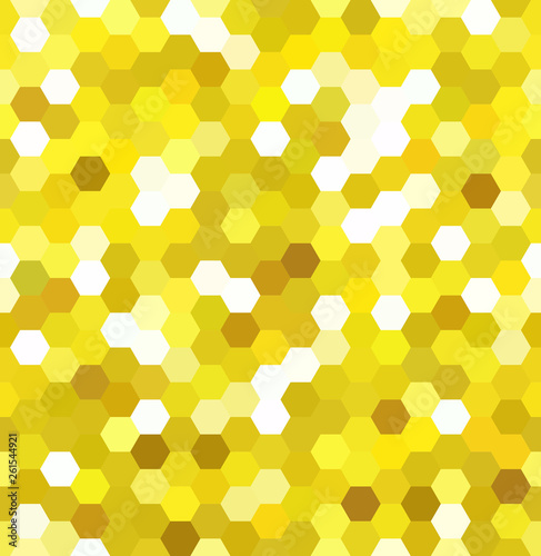 Seamless abstract mosaic background. Hexagons geometric background. Design elements. Vector illustration. Yellow, white colors.