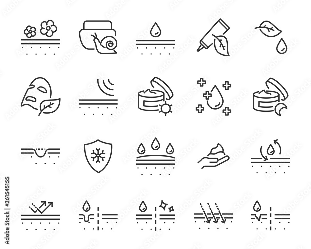 set of skin icons, such as facial, alovera, gel, moisture set of skin icons, such as facial, alovera, gel, moisture