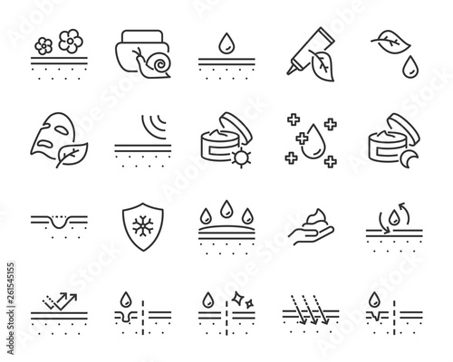 set of skin icons, such as facial, alovera, gel, moisture