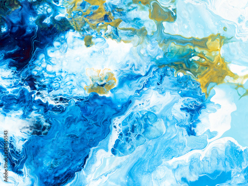 Blue and gold creative abstract hand painted background, wallpaper, texture