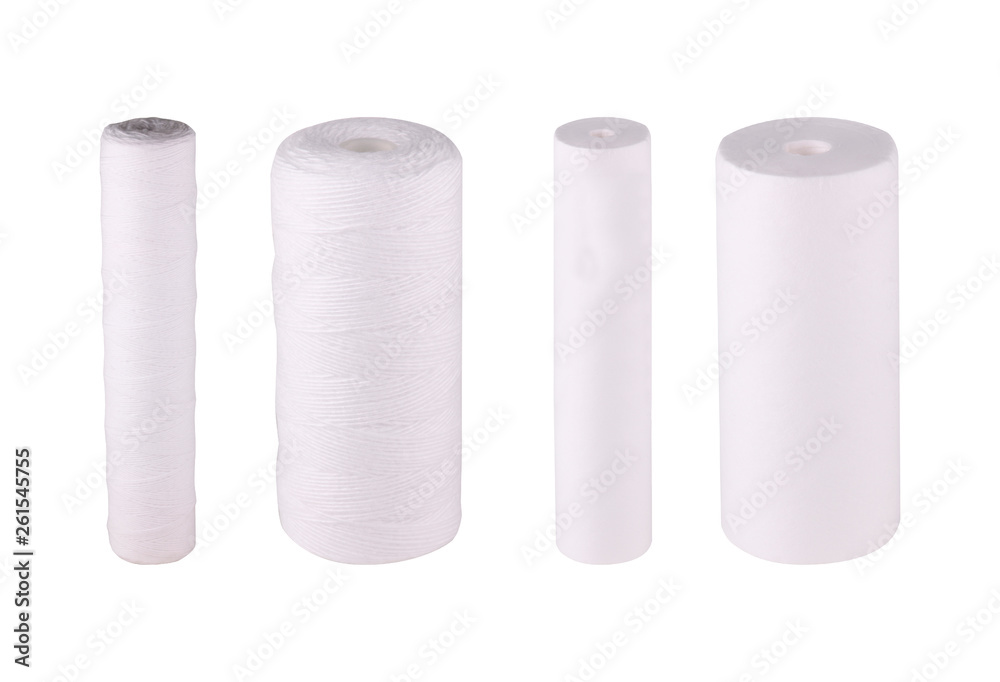 custom made wallpaper toronto digitalSet filters isolated white background. Cartridges multifilament polypropylene yarn. Mechanical water purification impurities, sand silt, rust, suspension. Purification drinking water. Osmosis system.