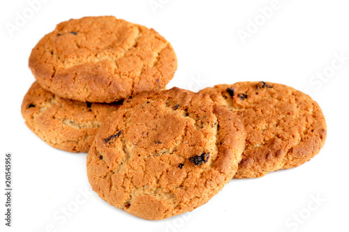 Oatmeal raisin cookies on white background - isolated