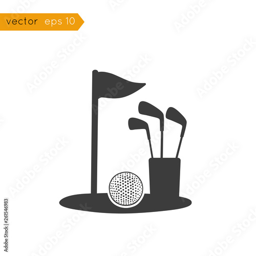 Vector black icons: Golf sports equipment